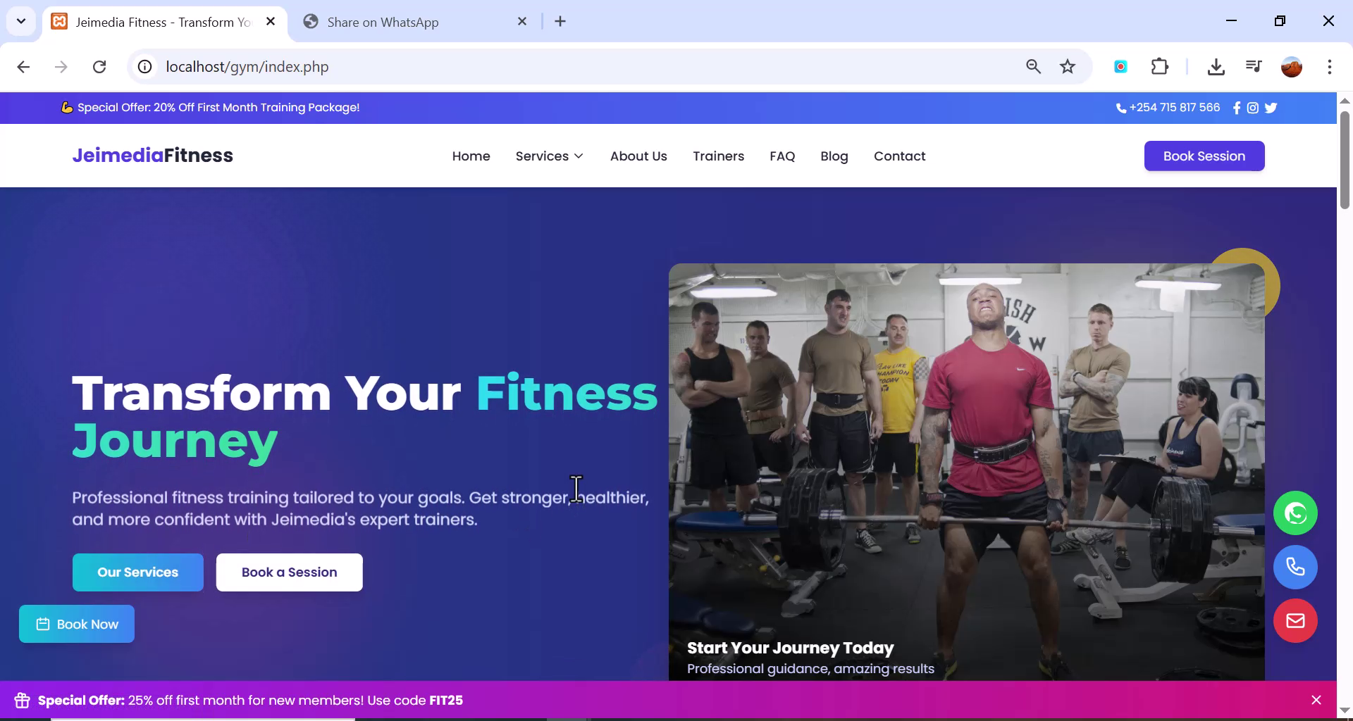 Advanced Gym Website PHP, MYSQL, CSS Javascript 