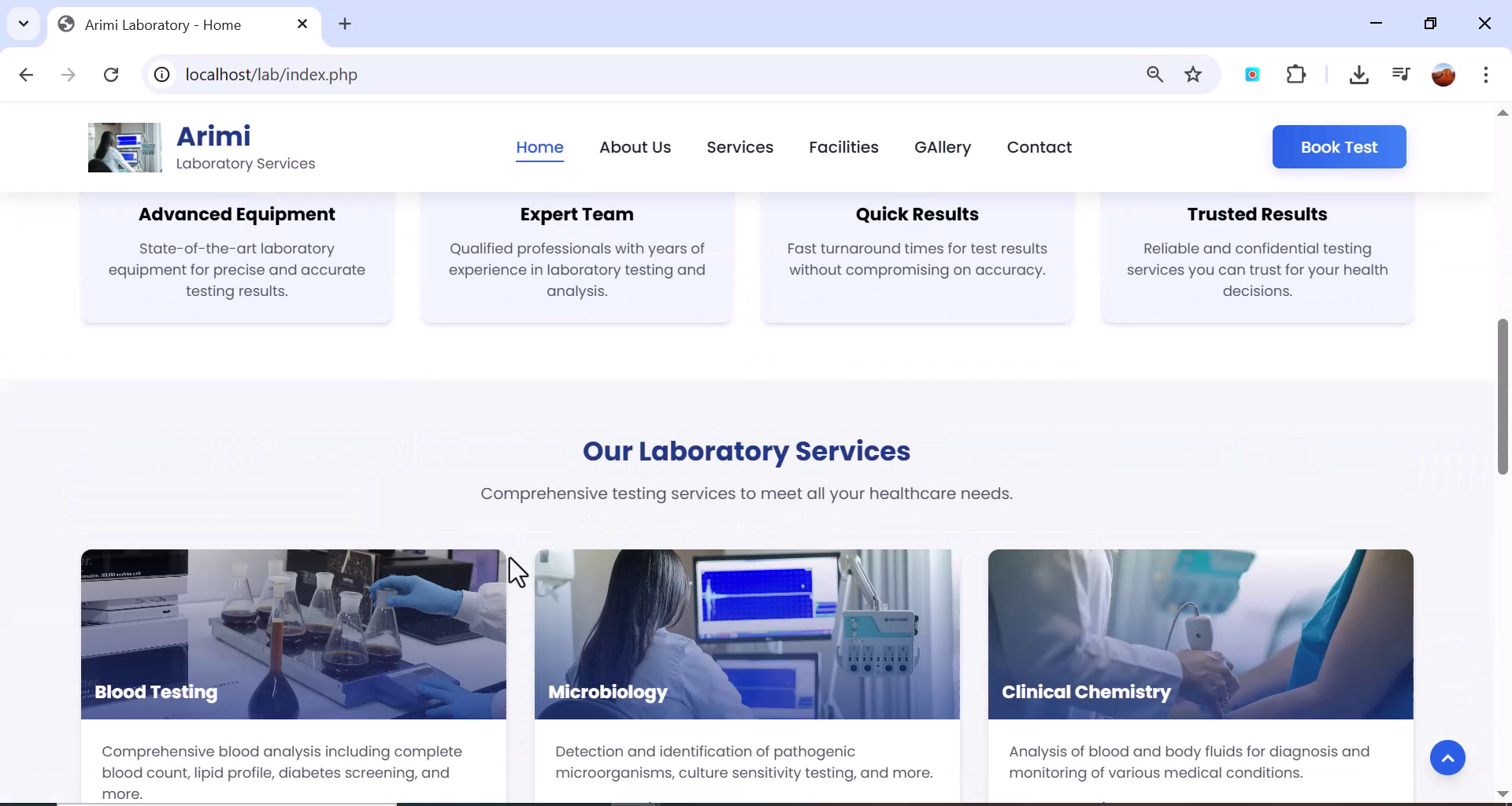 Advanced Laboratory Website PHP , HTML,CSS, Javascript 